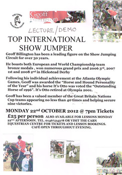 GEOFF BILLINTON LECTURE DEMO AT THE CABIN EQUESTRIAN CENTRE
